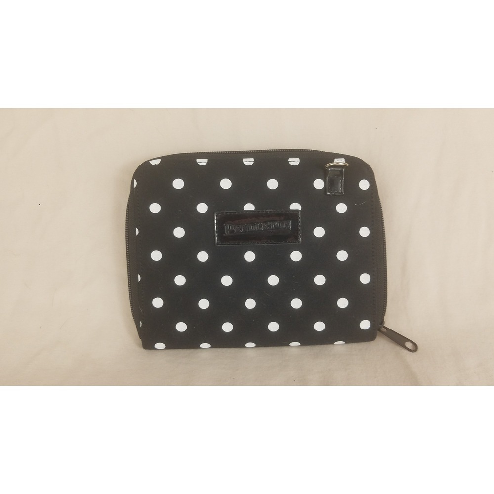 Pendleton Black‎ White Polka Dot Canvas Zip Around Wallet Organizer 7.5x5